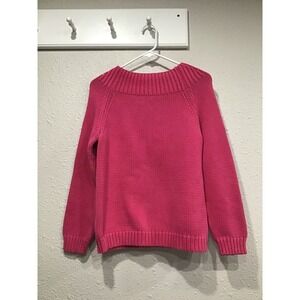 Lauren Ralph Lauren Pink Chunky Shaker Knit Fisherman Boat Neck Sweater M Cozy